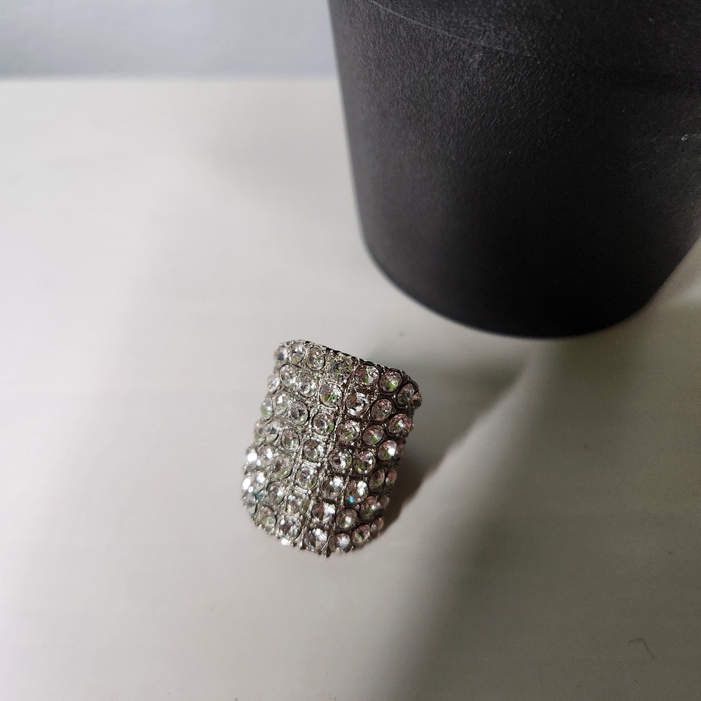 Silver Tone Fashion Costume Rhinestone Ring